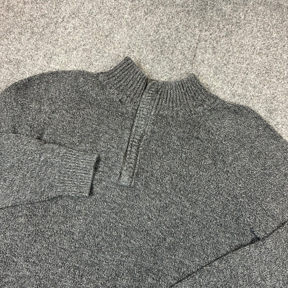Weatherproof Vintage Mens Size Large Gray Cotton Quarter Zip Pullover Sweater